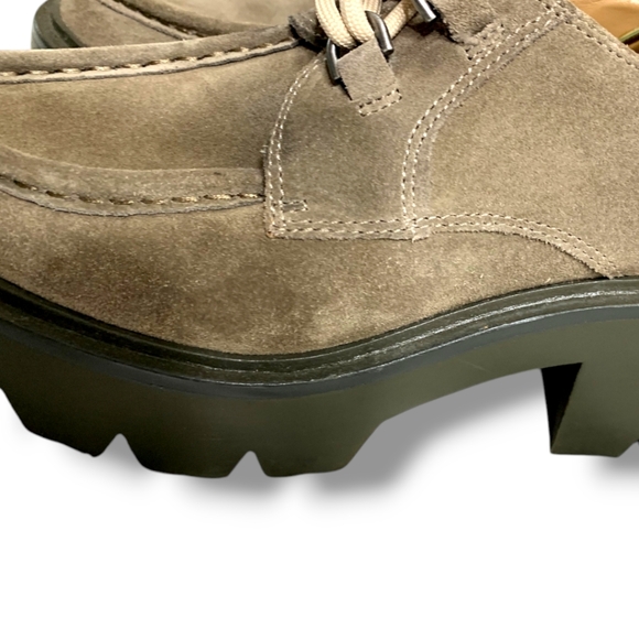 NWOB SAM EDELMAN Monna Lace up Lug Sole Loafer in desert olive, sz 7 - Picture 10 of 15